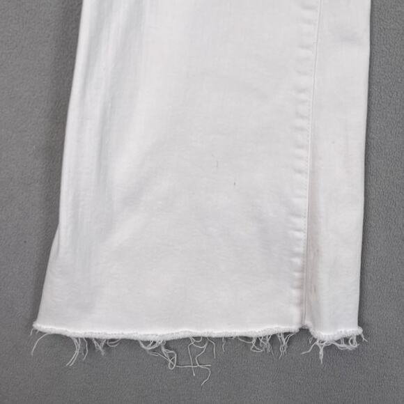 L'Agence Jeans Womens 27 White Flared High Rise Bell Bottom Denim Raw Hem Hippie - Picture 12 of 16